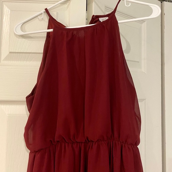 Halter burgundy formal dress - Picture 3 of 8